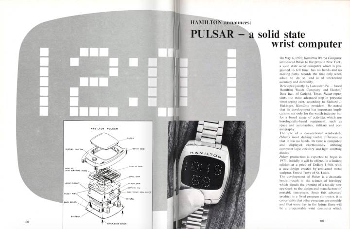 El lanzamiento del Hamilton Pulsar según reportaba Europa Star en 1970. ¡Cincuenta años después, el modelo está experimentando un renacimiento!